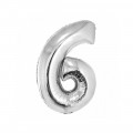 Balão Número 6 Metalizado Prata 40cm Vmp