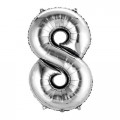 Balão Número 8 Metalizado Prata 40cm Vmp