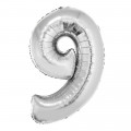 Balão Número 9 Metalizado Prata 40cm Vmp