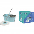 Balde Centrífuga com Mop Premium Esfregão Limpeza Prática Azul Turquesa Mor