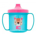 Copo Infantil com Alça Gatinho Rosa e Azul 180ml Buba