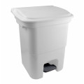 Lixeira de Pedal 50 litros Branca 42X44X56cm Plasvale