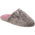 Chinelo Pantufa Adulto Feminino Cinza e Rosa com Top Stuf