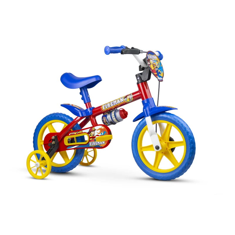 Bicicleta Infantil Fireman Nathor Aro 12 Vermelha e Azul