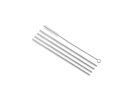Conjunto Canudo Inox Reto e Escova Higienizadora 5 Peças Descomplica Brinox