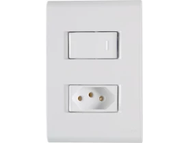 Conjunto 4x2 com 1 Interruptor Simples e 1 Tomada 2P+T Branco Liz Tramontina