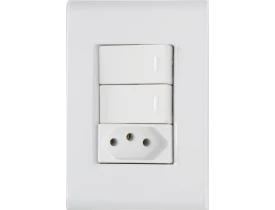 Conjunto 4x2 com 2 Interruptores Simples e 1 Tomada 2P+T Branco Liz Tramontina