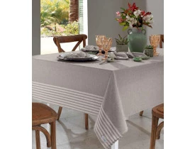 Toalha de Mesa Campestre 1,40x2,70 metros Listras Taupe Hedrons
