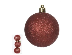 Bolas De Natal 6cm Glitter Vermelho Florarte