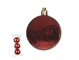 Bolas de Natal 6cm Metalizada Vermelha c/03 Florarte