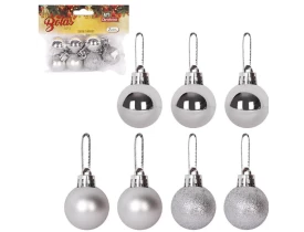 Bolas de Natal 3cm Mista Prata c/07 Zein
