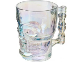 Caneca de Vidro para Chopp e Cerveja 510ml Caveira Rock Rainbow Lyor