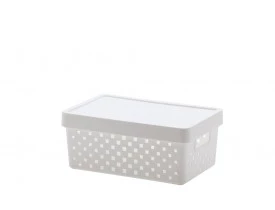 Cesto Organizador com Tampa 19X29cm Branco Quadratta Paramount