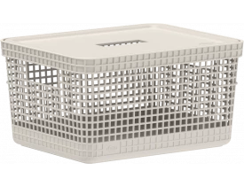 Cesto Organizador com Tampa Grid Bege 8L 
