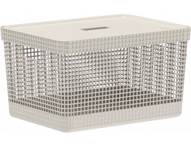 Cesto Organizador com Tampa Grid Bege 20L 