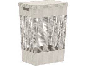 Cesto de Roupas Grid Bege 49L 