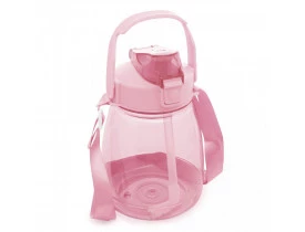 Garrafa Rosa com Adesivos e Alça Dupla 1,2L Lyor