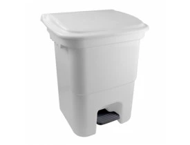 Lixeira de Pedal 50 litros Branca 42X44X56cm Plasvale