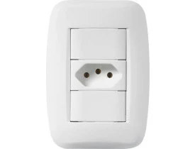Tomada 2P+T 10A 250V com Placa Branco Pezzi