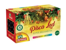 Pisca Pisca 100 LED 8m 8 Funções Fio Verde Luz Colorida