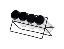 Porta Temperos de Vidro com Suporte 4 Peças Lyor