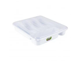 Porta Talheres com Tampa Branco Plasvale 34x30x7cm
