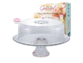 Prato de Bolo com Pé e Tampa Plástica Gourmet Ruvolo