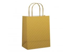Sacola de Papel para Presente Relevo Ouro G 13X26X32cm Cromus Embalagens