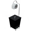 Suporte para Papel Higiênico com Lixeira Preto 20X22X59cm Stolf