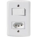 Conjunto 4x2 com 1 Interruptor Simples e 1 Tomada 2P+T Branco Lux² Tramontina