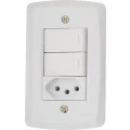 Conjunto 4x2 com 2 Interruptores Simples e 1 Tomada 2P+T Branco Lux² Tramontina