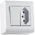 Caixa de Sobrepor com 1 Interruptor Simples 10A e 1 Tomada 2P+T 20A LizFlex Branca Tramontina