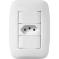 Tomada 2P+T 10A 250V com Placa Branco Pezzi