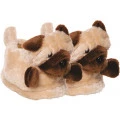 Chinelo Pantufa Juvenil Cachorro Bege e Marrom Stuf