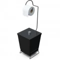 Suporte para Papel Higiênico com Lixeira Preto 20X22X59cm Stolf